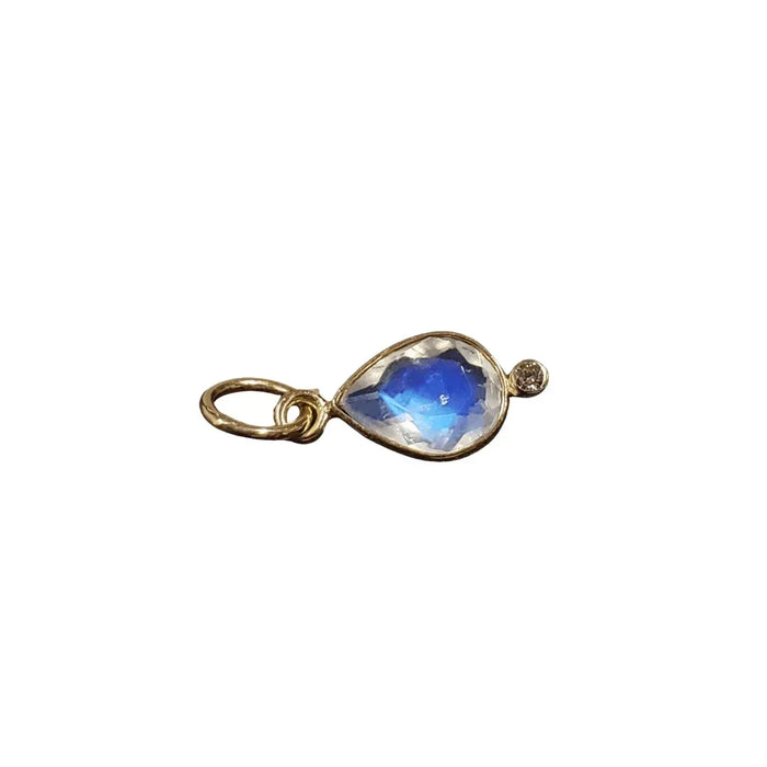 14K Gold Rainbow Moonstone And Diamond Pendant - K Jewelry Accessories
