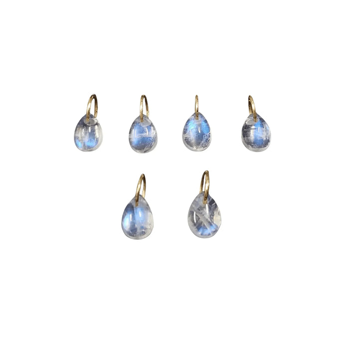 14k Gold Rainbow Moonstone Charm Pendant Drop Shape - K Jewelry Accessories