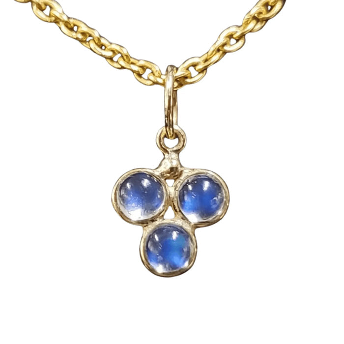 14k Gold Rainbow Moonstone Pendant 3 natural stone - K Jewelry Accessories