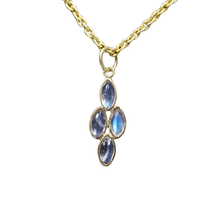 14k Gold Rainbow moonstone Pendant 4 stone - K Jewelry Accessories