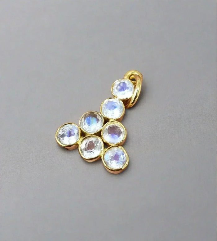 14k Gold Rainbow Moonstone Pendant Beautiful Charm - K Jewelry Accessories
