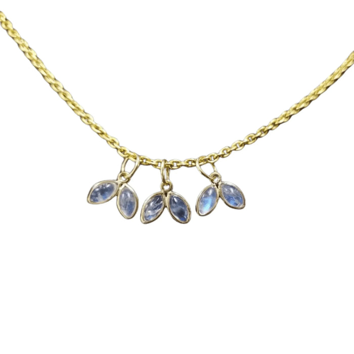 14k Gold Rainbow moonstone Pendant Charm Beautiful Two Stone - K Jewelry Accessories