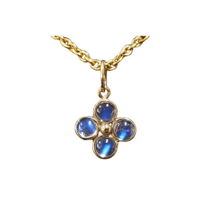 14k Gold Rainbow Moonstone Pendant Four Stone Charm - K Jewelry Accessories