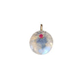 14k Gold Rainbow Moonstone & Ruby Pendant - K Jewelry Accessories