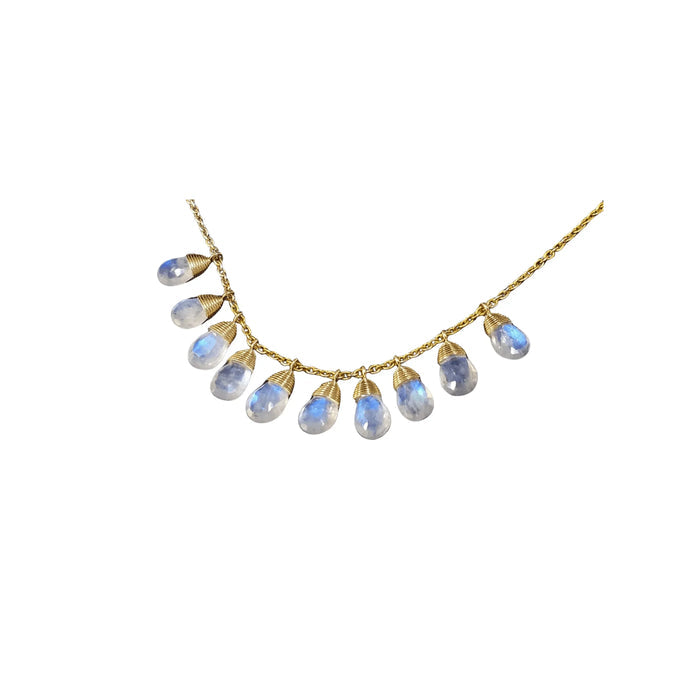 14k Gold Rainbow Moonstone Teardrop Charm Pendant - K Jewelry Accessories