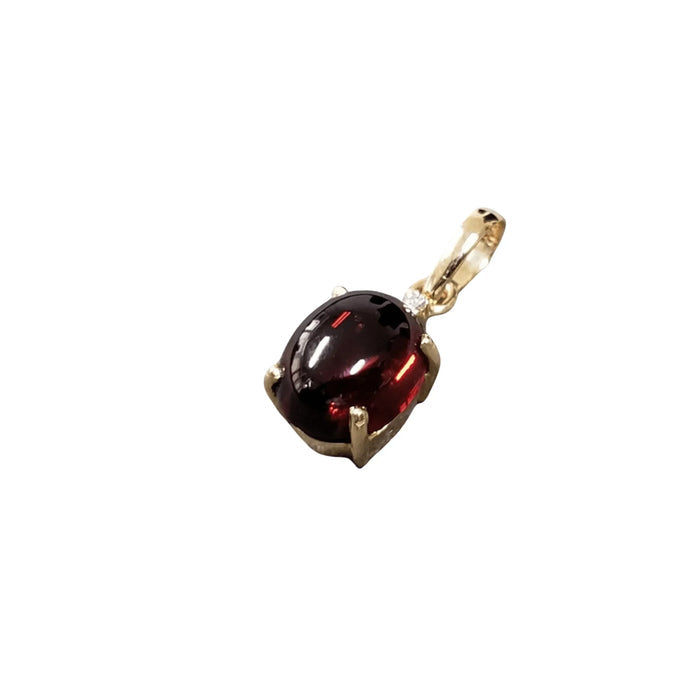 14k Gold Red Garnet & Brilliant Cut Diamond Pendant - K Jewelry Accessories