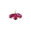 14k Gold Red Ruby Pendant Leaf Charm Made with 3 stones - K Jewelry Accessories