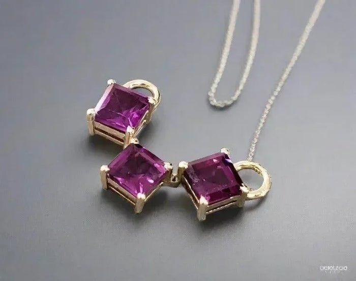 14k Gold Rhodolite Garnet Necklace Charm Jewelry - K Jewelry Accessories