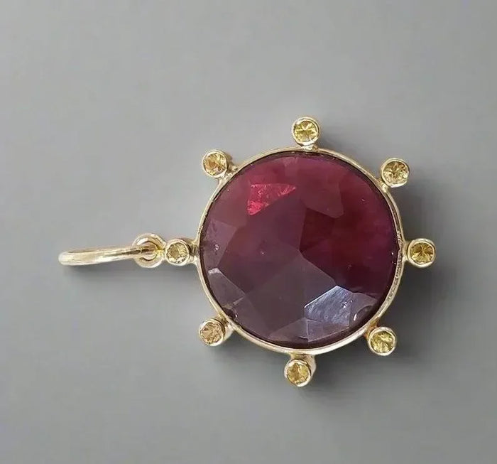 14k Gold Rhodolite Garnet Pendant With Yellow Sapphire - K Jewelry Accessories