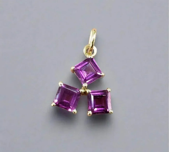 14k Gold Rhodolite Garnet Pendant - K Jewelry Accessories