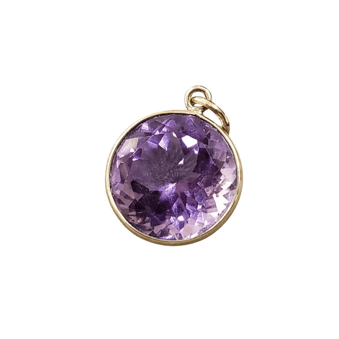 14k Gold Round Purple Amethyst Necklace Pendant for women - K Jewelry Accessories