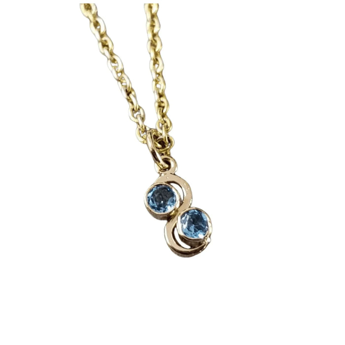 14k Gold Round Swiss Blue Topaz Pendant - K Jewelry Accessories