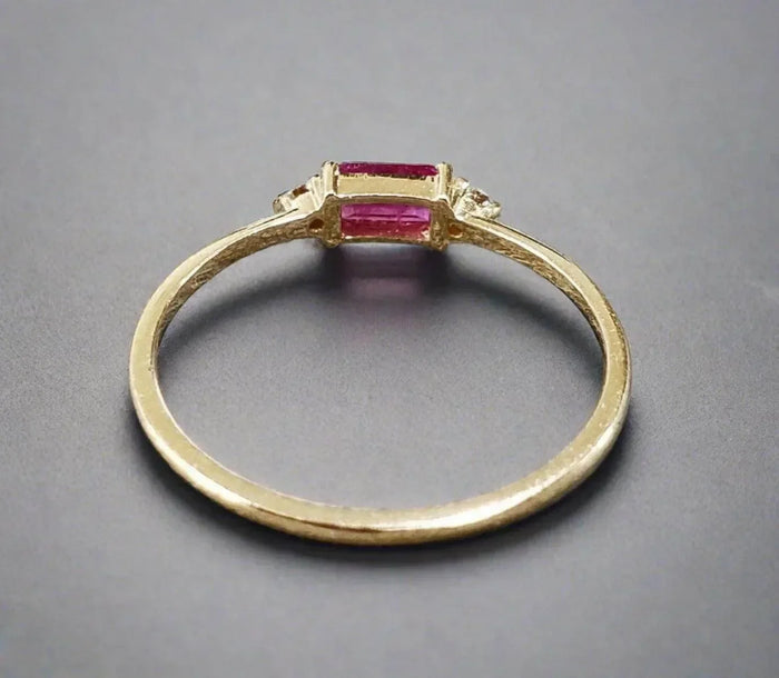 14k Gold Ruby Baguette & Diamond Ring - K Jewelry Accessories