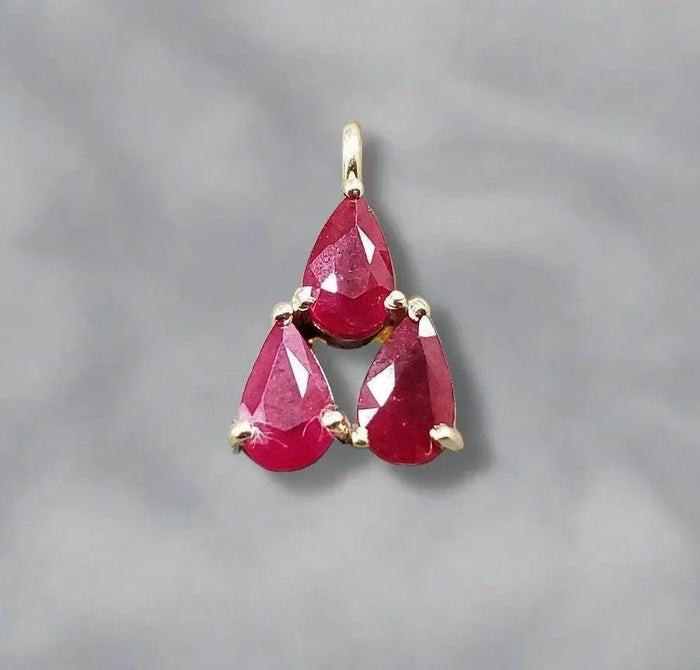 14k Gold Ruby Charm Pendant Natural Pink - K Jewelry Accessories