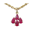 14k Gold Ruby Pendant: Teardrop Cluster, Prong Set