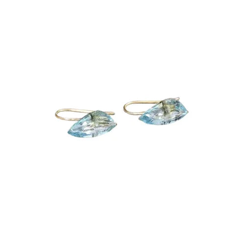 14k Gold Sky Blue Topaz Earrings: Dainty Birthstone Studs