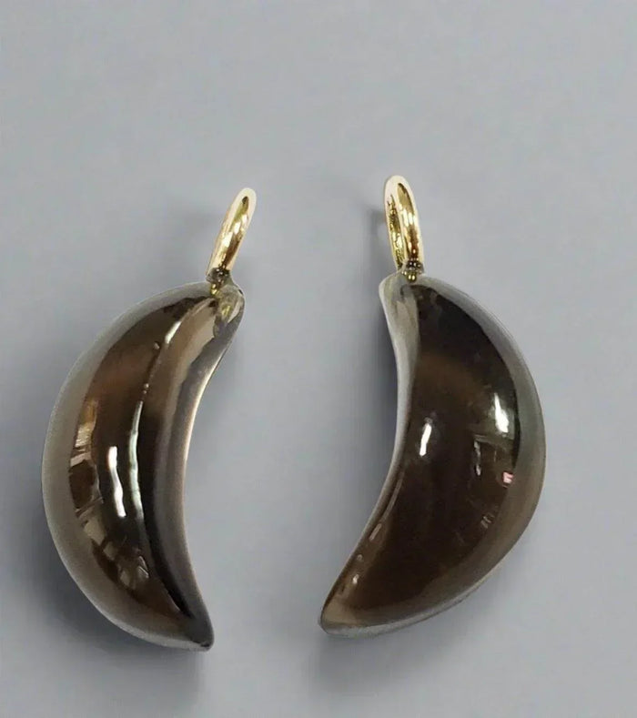 14k Gold smoky Quartz Pendant Moon shape - K Jewelry Accessories