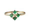 14k Gold Square Emerald with Diamond Ring - K Jewelry Accessories