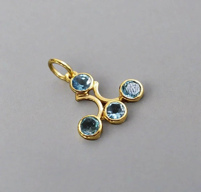 14k Gold Swiss Blue Topaz Gemstone Pendant - K Jewelry Accessories