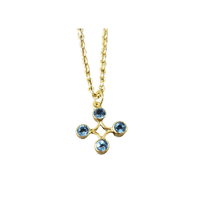 14k Gold Swiss Blue Topaz Pendant Charm - K Jewelry Accessories
