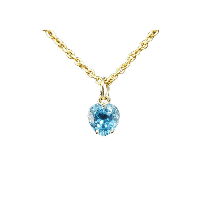 14k Gold Swiss Blue Topaz Pendant Heart Shape - K Jewelry Accessories