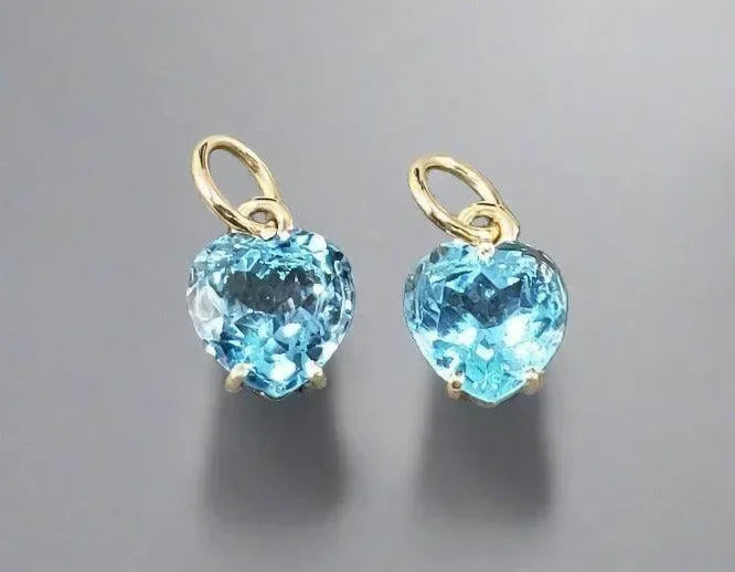 14k Gold Swiss Blue Topaz Pendant Heart Shape - K Jewelry Accessories