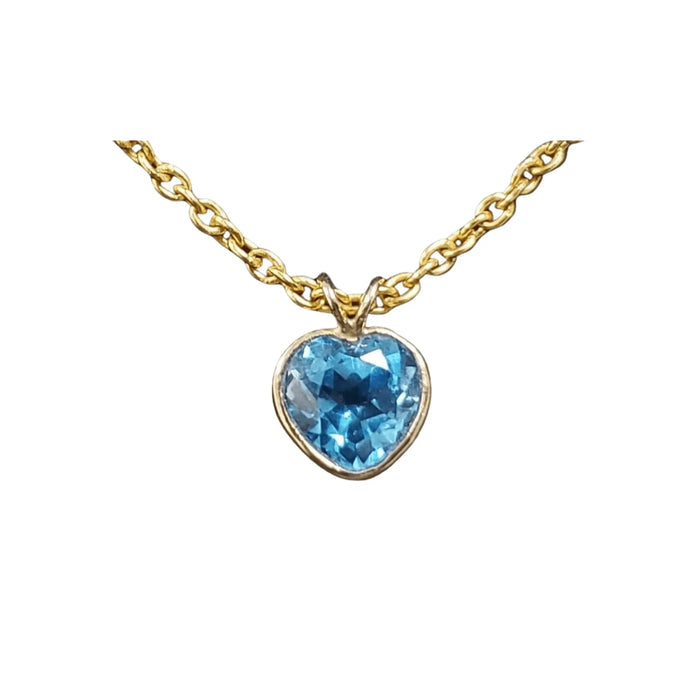 14k Gold Swiss Blue Topaz Pendant Heart Shaped for women - K Jewelry Accessories