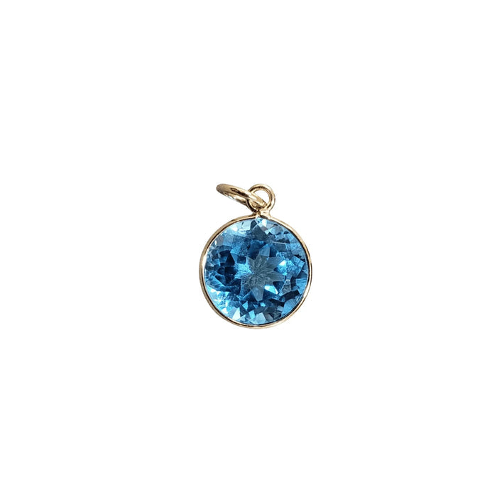 14k Gold Swiss Blue Topaz Pendant Round - K Jewelry Accessories