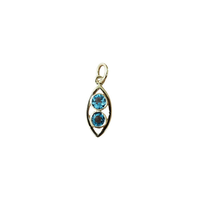 14k Gold Swiss Blue Topaz Pendant with natural stones - K Jewelry Accessories
