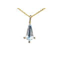14k Gold swiss Blue Topaz & Rose Cut Diamond Pendant - K Jewelry Accessories