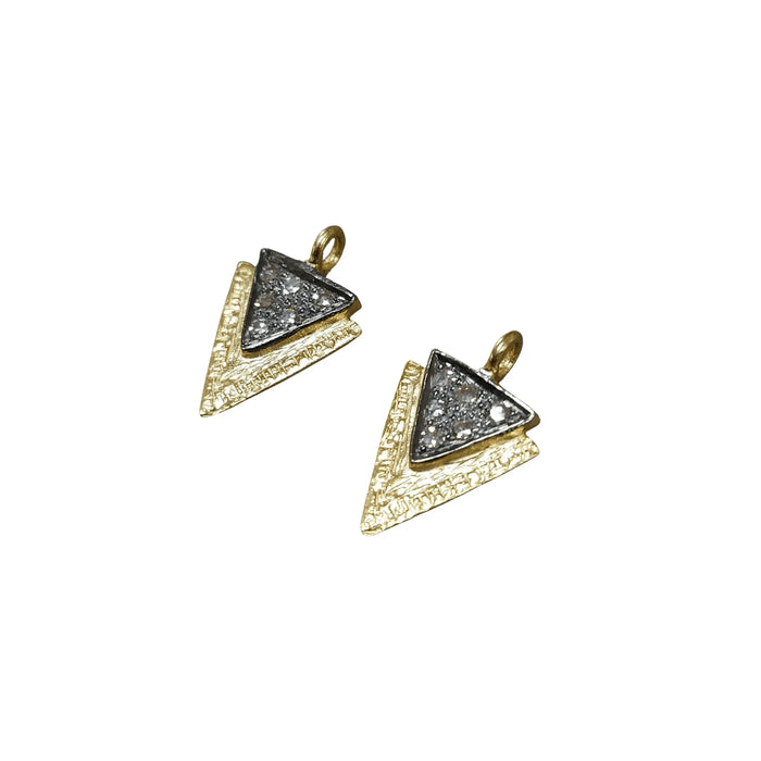 14k Gold Triangle Oxidized Diamond Charm Pendant - K Jewelry Accessories