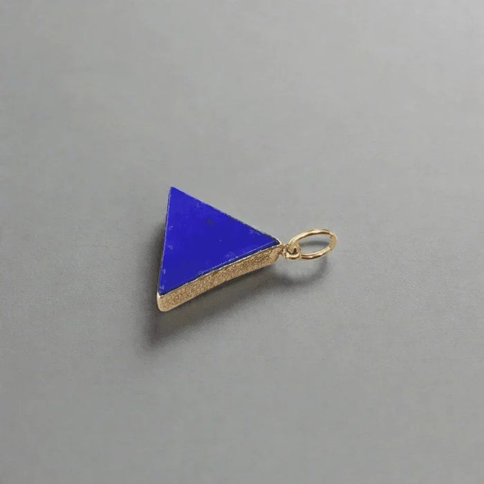14k Gold Triangle Shape Natural Lapis Pendant - K Jewelry Accessories