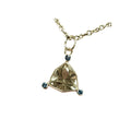 14k Gold Trillion Cut Champagne Quartz Charm & London Blue Topaz Pendant - K Jewelry Accessories