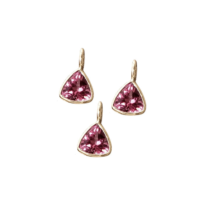 14k Gold Trillion Shape Pink Rubellite Tourmaline Charm Pendant - K Jewelry Accessories