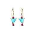 14k Gold Turquoise And Ruby Earrings - K Jewelry Accessories