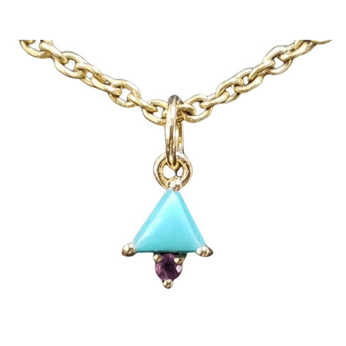 14k Gold Turquoise with Amethyst Pendant - K Jewelry Accessories