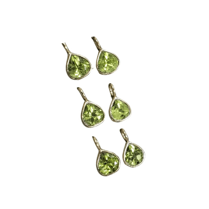 14k Gold Uncarved Heart Green Peridot Pendant Charm - K Jewelry Accessories