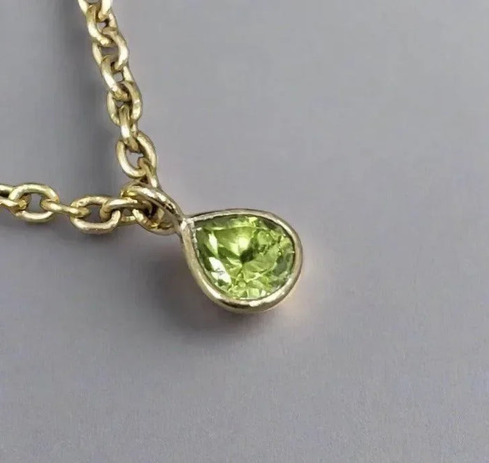 14k Gold Uncarved Heart Green Peridot Pendant Charm - K Jewelry Accessories