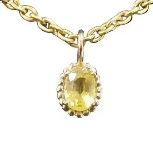 14k Gold Yellow Sapphire Charm Pendant Oval shape - K Jewelry Accessories
