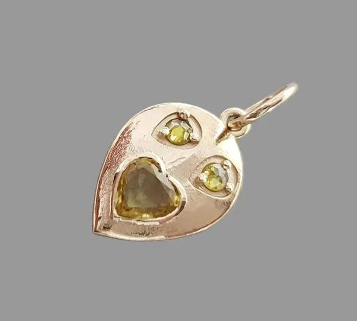 14K Gold Yellow Sapphire & Diamond Heart Pendant - K Jewelry Accessories