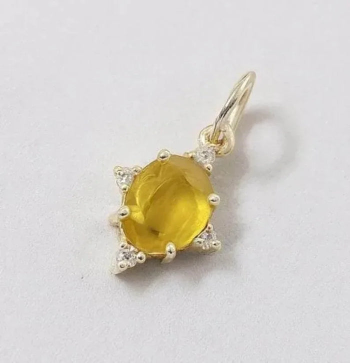 14k Gold Yellow Sapphire Pendant: Diamond Accent Charm Necklace - K Jewelry Accessories