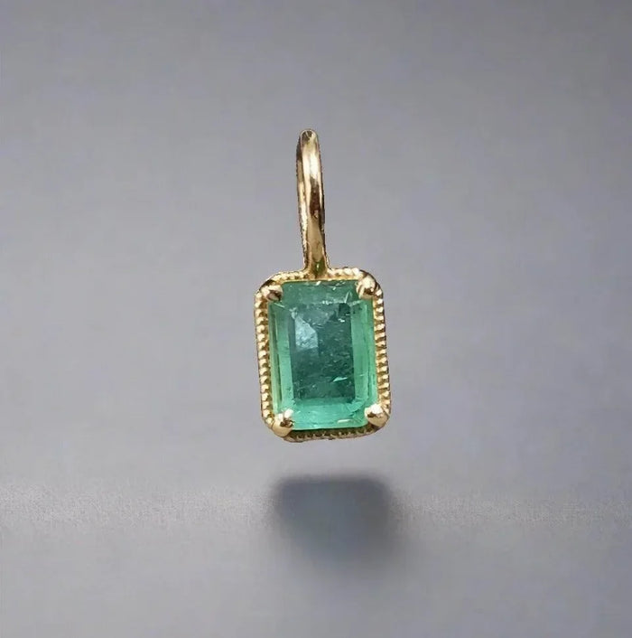 14k Gold Zambian Emerald Charm Pendant For Women - K Jewelry Accessories
