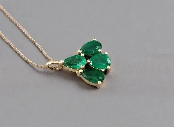 14k Gold Zambian Emerald Charm Pendant - K Jewelry Accessories