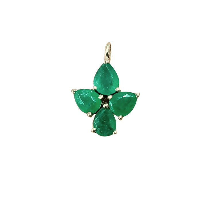 14k Gold Zambian Emerald Leaf Charm Pendant - K Jewelry Accessories