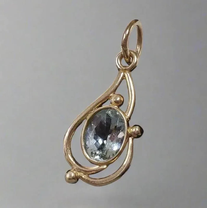 14k Natural Aquamarine Gold Pendant For Women - K Jewelry Accessories
