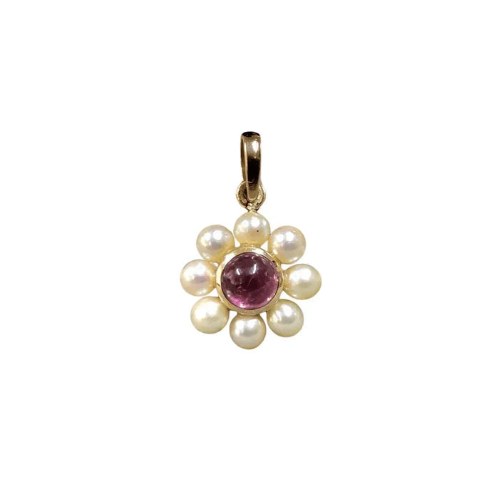 14k Pearl and Pink Tourmaline Gold Pendant - K Jewelry Accessories