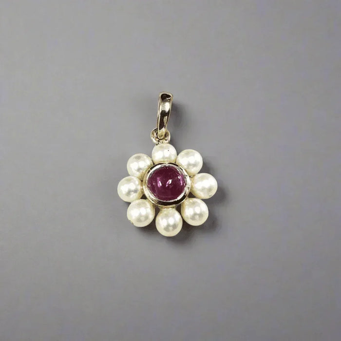 14k Pearl and Pink Tourmaline Gold Pendant - K Jewelry Accessories