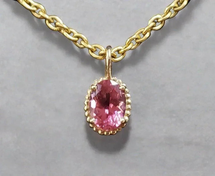 14k Pink Tourmaline Gold Charm Beautiful - K Jewelry Accessories