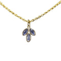 14k Rainbow moonstone Pendant Gold Leaf shape charm - K Jewelry Accessories
