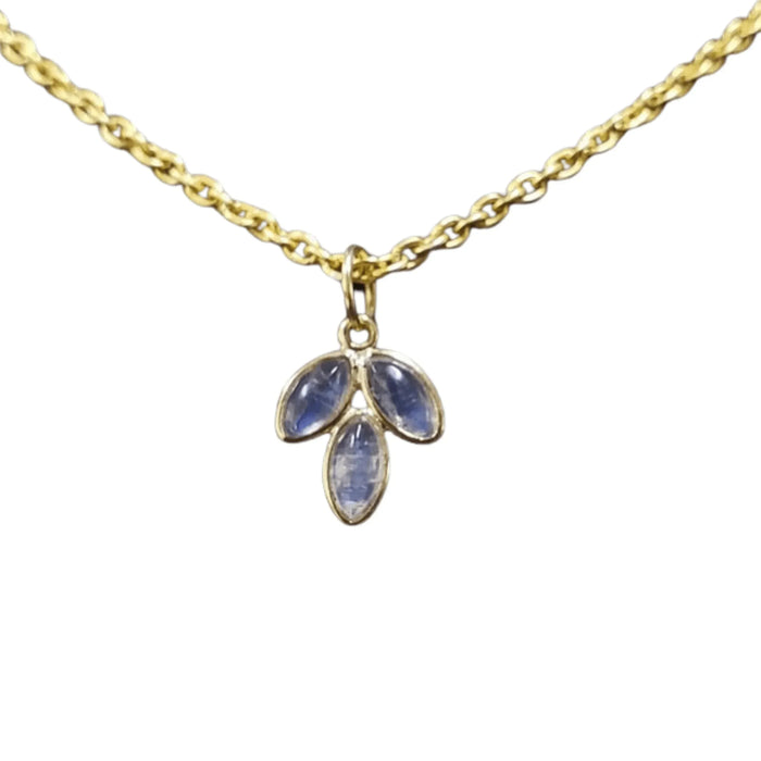 14k Rainbow moonstone Pendant Gold Leaf shape charm - K Jewelry Accessories
